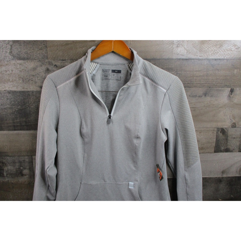 5.11 Tactical Sweater Womens Medium Gray Tessa Quarter Zip Pullover Thumbholes